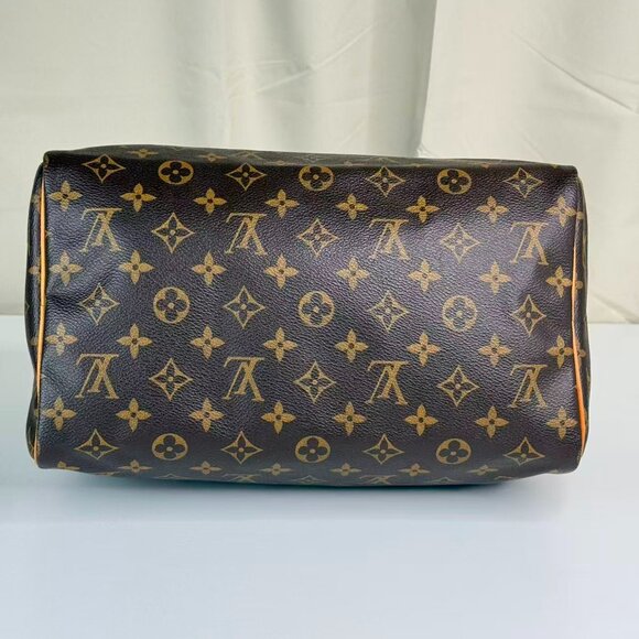 Louis Vuitton Monogram Canvas Speedy 30 Top Handle Bag with Brown Pattern - Picture 6 of 9